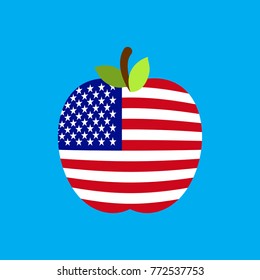 Apple USA flag. America National Fruit. Vector illustration
