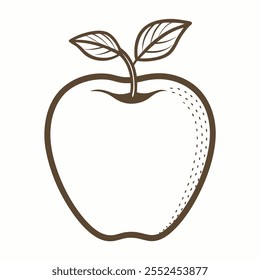 apple vector art icon line art isolated white bg