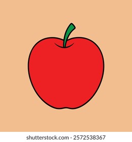 Apple Vector Art Illustration - Flat Apple Fruit Design