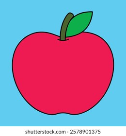 Apple Vector Art Illustration - Flat Apple Fruit Design