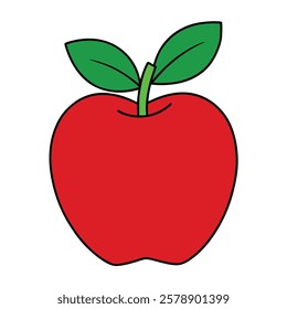 Apple Vector Art Illustration - Flat Apple Fruit Design