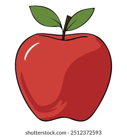 Ilustración de Arte vectorial de manzana con fondo blanco.