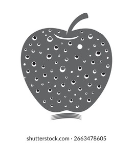 Apple vector art with water drops white background.