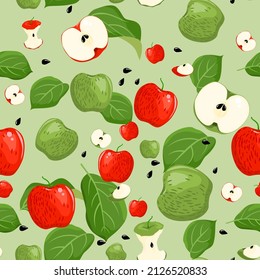 Apple vector background, apple seamless pattern, apple vector illustration.