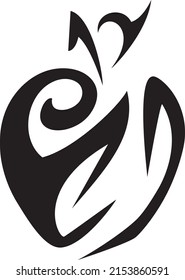 apple vector black and white ornament

