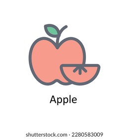 Iconos de contorno de vectores de Apple. Material gráfico simple