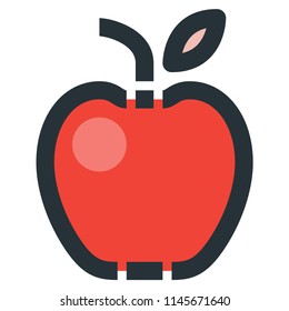 Apple Vector Filled Line Icon 32x32 Pixel Perfect. Editable 2 Pixel Stroke Weight. Colorful Medical Health Icon for Website Mobile App Presentation