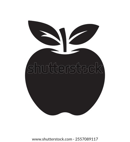 Apple vector flat icon. Apple with leaf vector isolated on white background. Apple isolated.