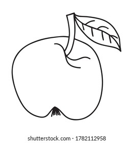 apple vector graphic design illustration, icon, tattoo sketch art, vegetarian food, hand draw, use in print