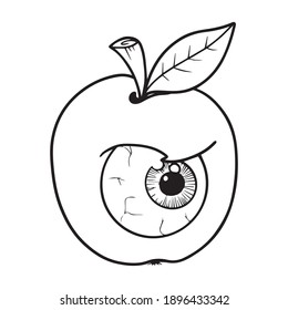 ilustración de diseño gráfico vectorial de manzana, icono, dibujo de tatuajes de arte, logotipo, dibujo a mano, uso en impresión