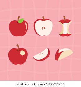 Apple Vector Half Cut Sliced Bitten