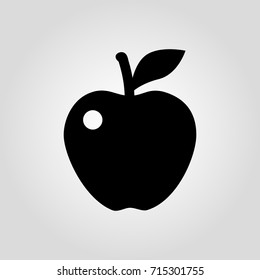 Apple vector icon. Black apple with leave.