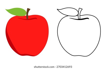 Apple vector icon. Colorful design and outline of an apple.