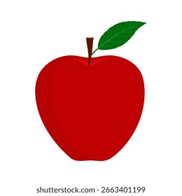 Icono de Vector de manzana, Vector de manzana fresca sobre fondo blanco. Diseño de Ilustración vectorial plana.