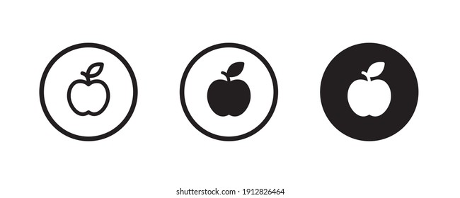 Apple vector icon. Apple fruit icons button, vector, sign, symbol, logo, illustration, editable stroke, flat design style isolated on white linear pictogram