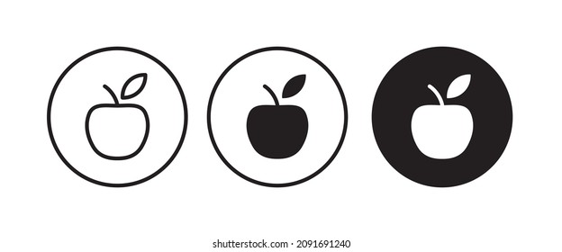 Apple vector icon. Apple fruit icons button, vector, sign, symbol, logo, illustration, editable stroke, flat design style isolated on white linear pictogram