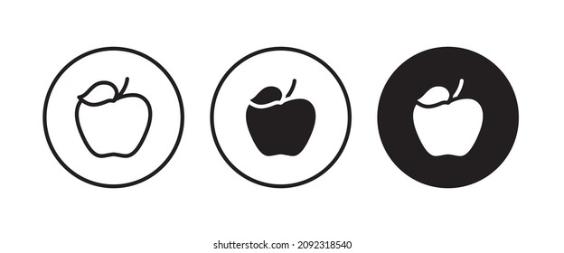 Apple vector icon. Apple fruit icons button, vector, sign, symbol, logo, illustration, editable stroke, flat design style isolated on white linear pictogram