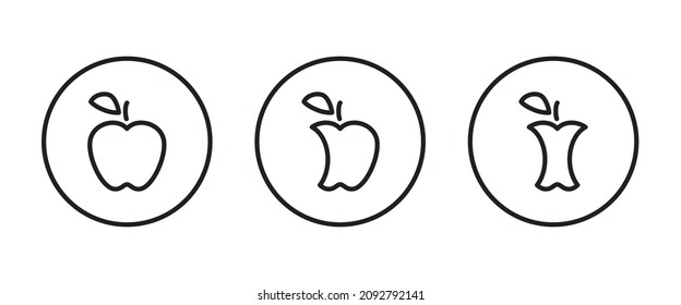 Apple vector icon. Apple fruit icons button, vector, sign, symbol, logo, illustration, editable stroke, flat design style isolated on white linear pictogram