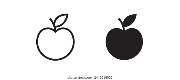Apple vector icon. Apple fruit icons button, vector, sign, symbol, logo, illustration, editable stroke, flat design style isolated on white linear pictogram