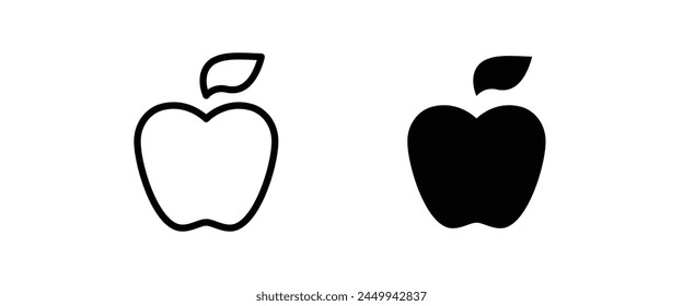 Icono de Vector de Apple. Iconos de fruta de manzana Botón, Vector, signo, símbolo, logotipo, ilustración, trazo editable, estilo de diseño plano aislado en pictograma lineal blanco