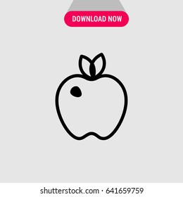 Apple Vector Icon, The juicy apple with leaves symbol. Simple, modern flat vector illustration for mobile app, website or desktop app  