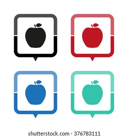 apple - vector icon; map pointer;  message bubble