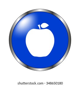 apple - vector icon on the blue button