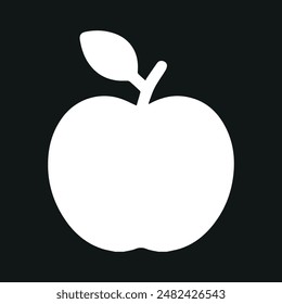 Apple vector icon outline on black background.