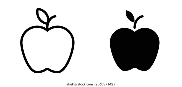 Apple vector icon set in black color.