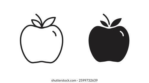 Apple vector icon set in black color.