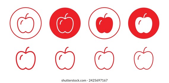 Apple vector icon set collection. Apple Outline flat Icon.