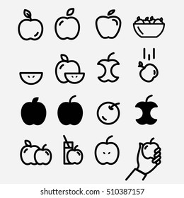 Apple Vector Icon Set. Slice And Half Apples