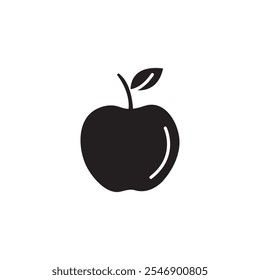 Apple vector icon simple flat black trendy style illustration for web and app..eps