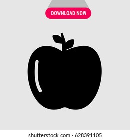 Apple Vector Icon, The symbol of juicy apple with leaves. Simple, modern flat vector illustration for mobile app, website or desktop app 