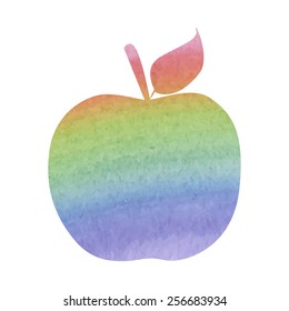 Apple. Vector icon. Watercolor effect