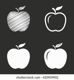 Apple   vector icon. White illustration isolated on black background for graphic and web design.