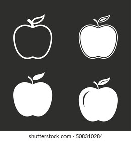 Apple vector icon. White illustration isolated on black background for graphic and web design.