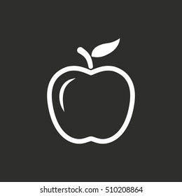 Apple vector icon. White illustration isolated on black background for graphic and web design.