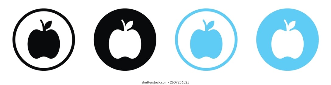 Apple vector icons in black and blue colors