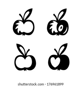 apple vector icons on white background