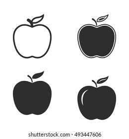 Apple vector icons set. Black illustration isolated on white background for graphic and web design.
