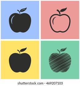 Apple vector icons set. Illustration isolated for graphic and web design.