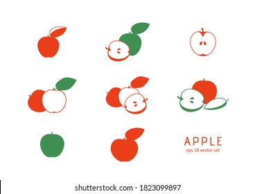 Apple vector icons set on white background. Symbol for web, infographics, print design and mobile UX/UI kit. Vector illustration, EPS10.