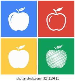 Apple vector icons set. White illustration isolated for graphic and web design.