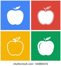 Apple vector icons set. White illustration isolated for graphic and web design.