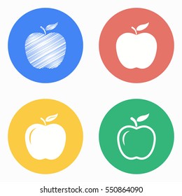 Apple vector icons set. White illustration isolated for graphic and web design.