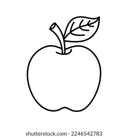 Ilustración vectorial de Apple. Caricatura de manzana roja. Icono de Apple. Apple para colorear la página.