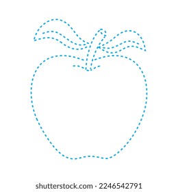 Apple vector illustration. Cartoon red apple. Apple icon. Apple for coloring page.
