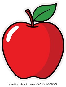 Apple vector illustration. cartoon red apple. apple icon. apple for coloring page.