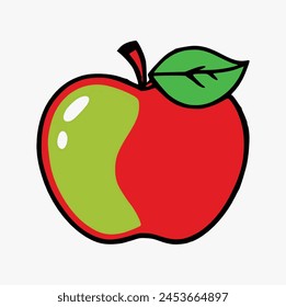 Apple vector illustration. cartoon red apple. apple icon. apple for coloring page.